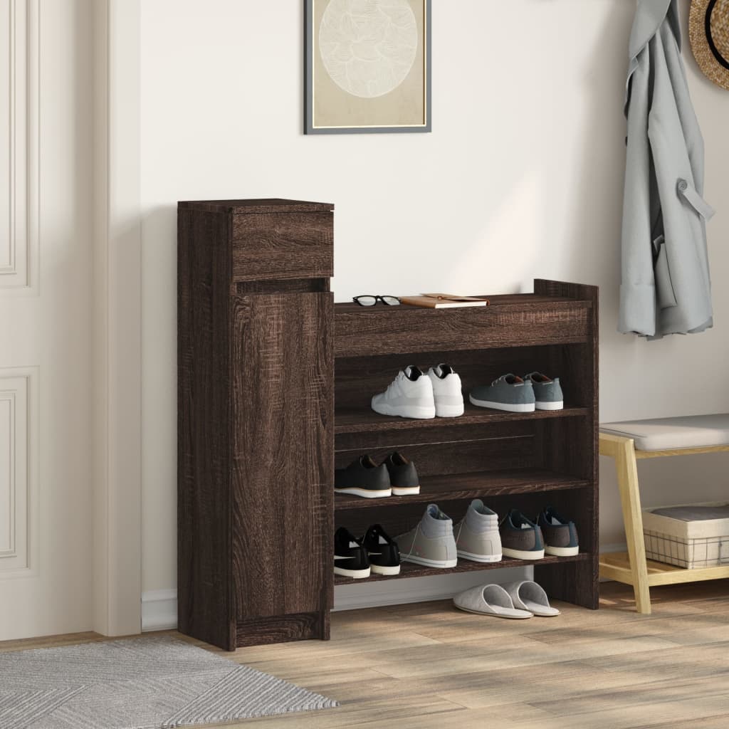 VidaXL Armoire à chaussures 100,5x28x100 cm bois d'ingénierie chêne brun