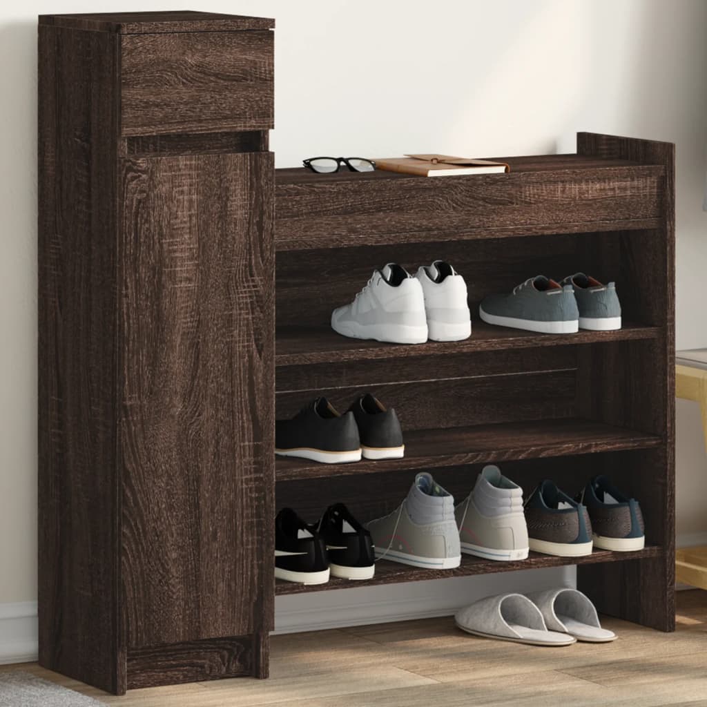VidaXL Armoire à chaussures 100,5x28x100 cm bois d'ingénierie chêne brun