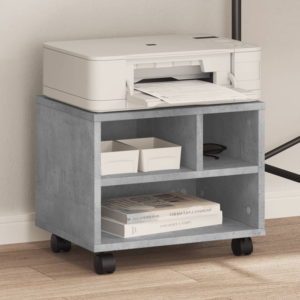 VidaXL armoire d'imprimante à roulettes 41x32x34,5 cm gris béton