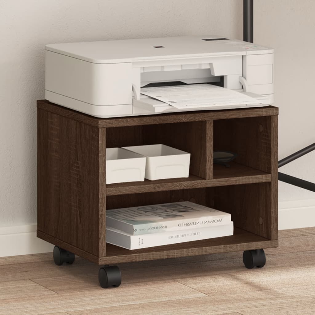 VidaXL armoire d'imprimante à roulettes 41x32x34,5 cm chêne brun