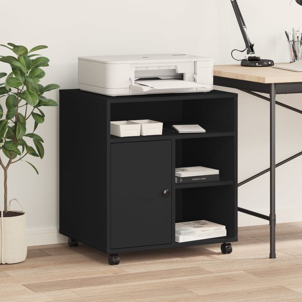 VidaXL armoire d'imprimante à roulettes 60x50x67 cm noir