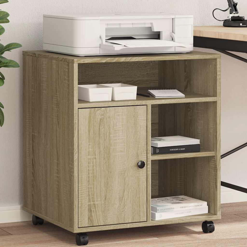 VidaXL Armoire d'imprimante à roulettes 60x50x67 cm couleur chêne sonoma