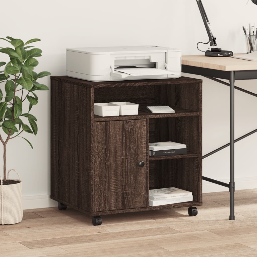 VidaXL armoire d'imprimante à roulettes 60x50x67 cm chêne brun