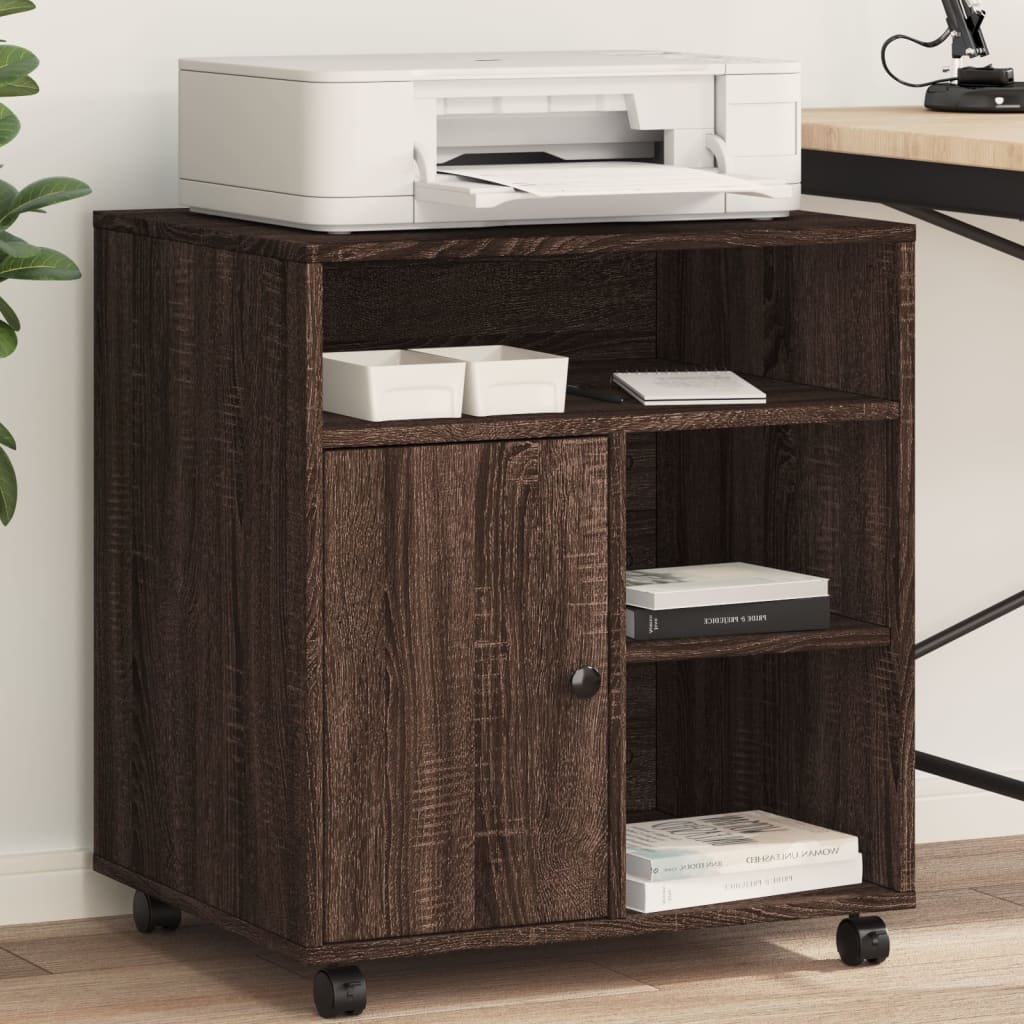 VidaXL armoire d'imprimante à roulettes 60x50x67 cm chêne brun
