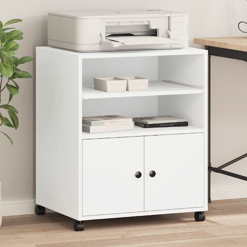 VidaXL armoire d'imprimante à roulettes 60x48x74 cm blanc