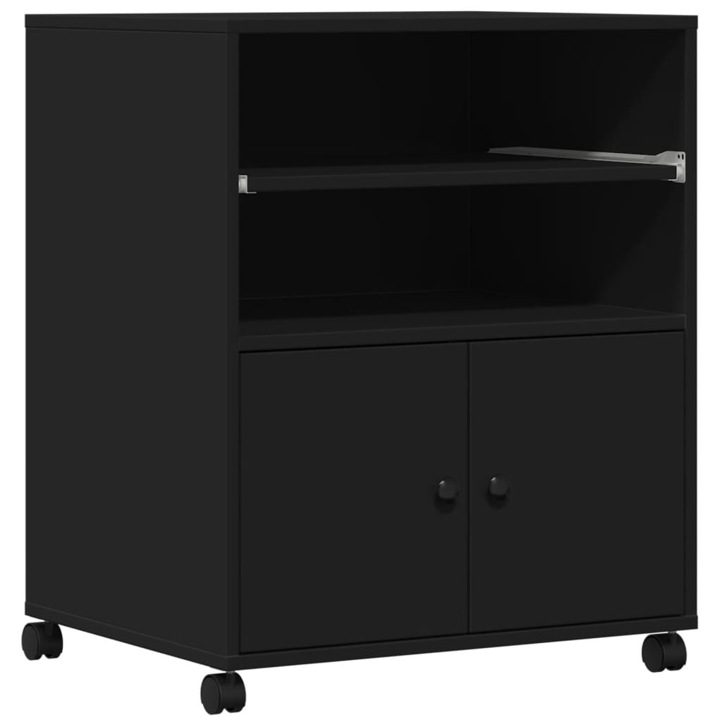 VidaXL Armoire pour imprimante à roulettes 60x48x74 cm noir