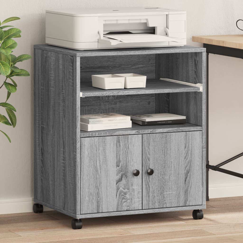 VidaXL armoire imprimante à roulettes 60x48x74 cm couleur chêne sonoma gris