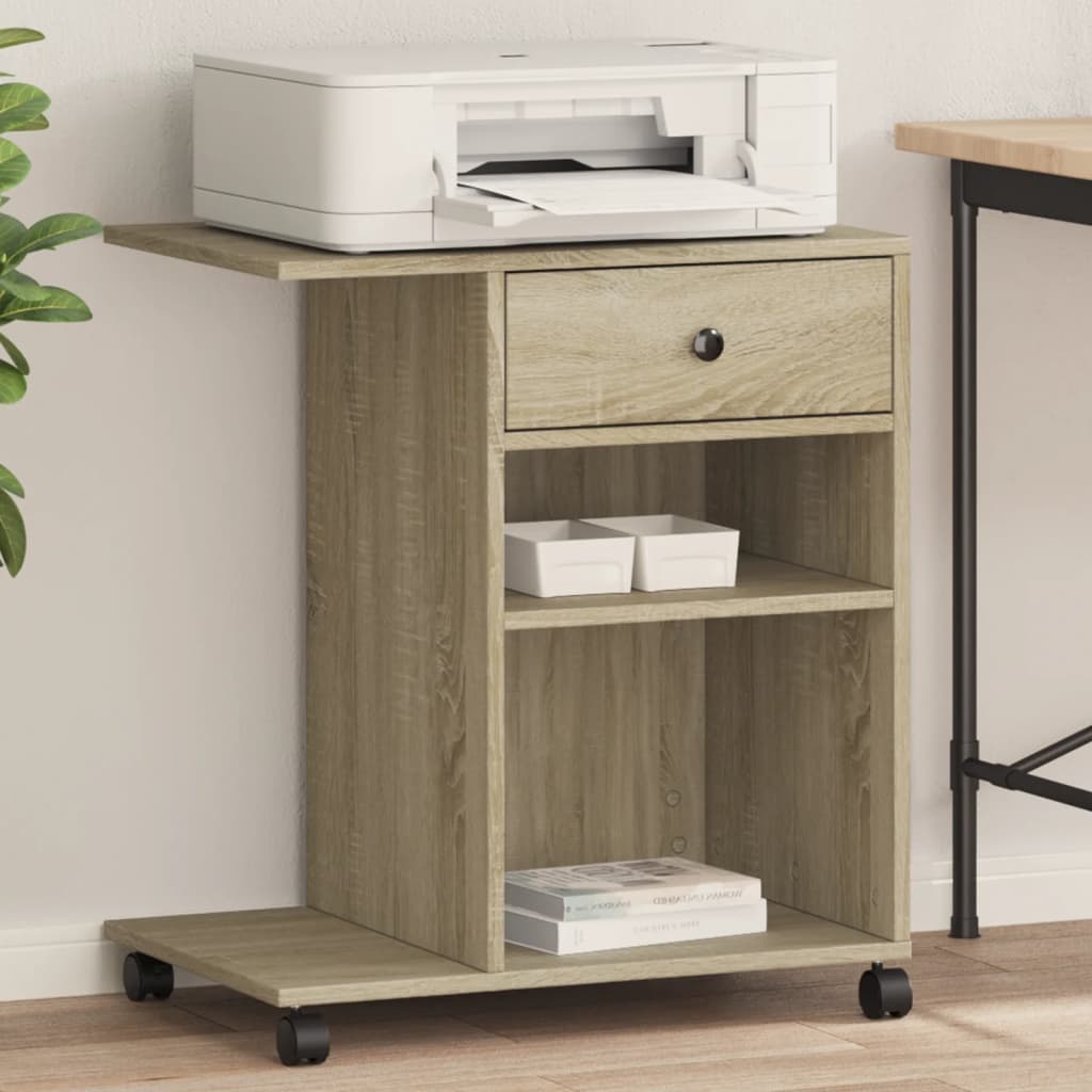 VidaXL armoire d'imprimante à roulettes 60x40x68,5 cm couleur chêne sonoma