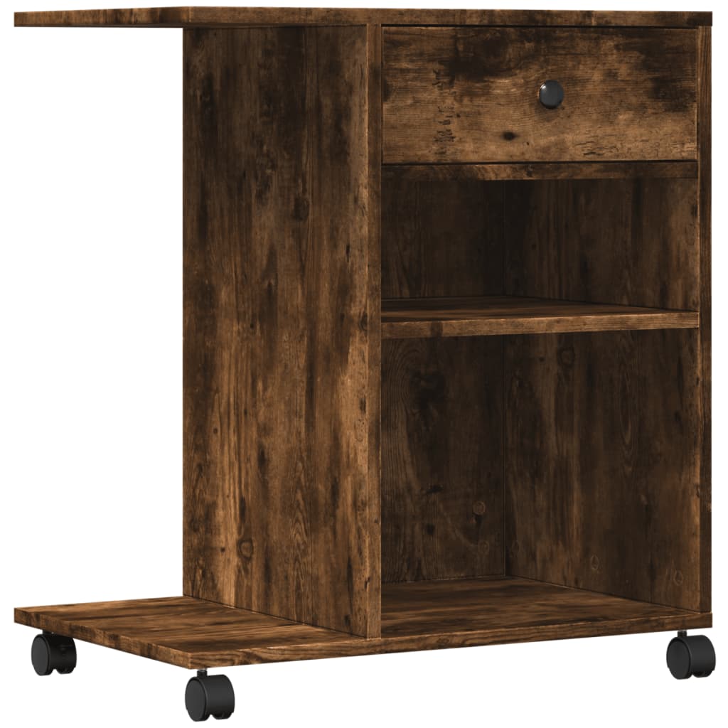 VidaXL armoire d'imprimante à roulettes 60x40x68,5 cm chêne fumé