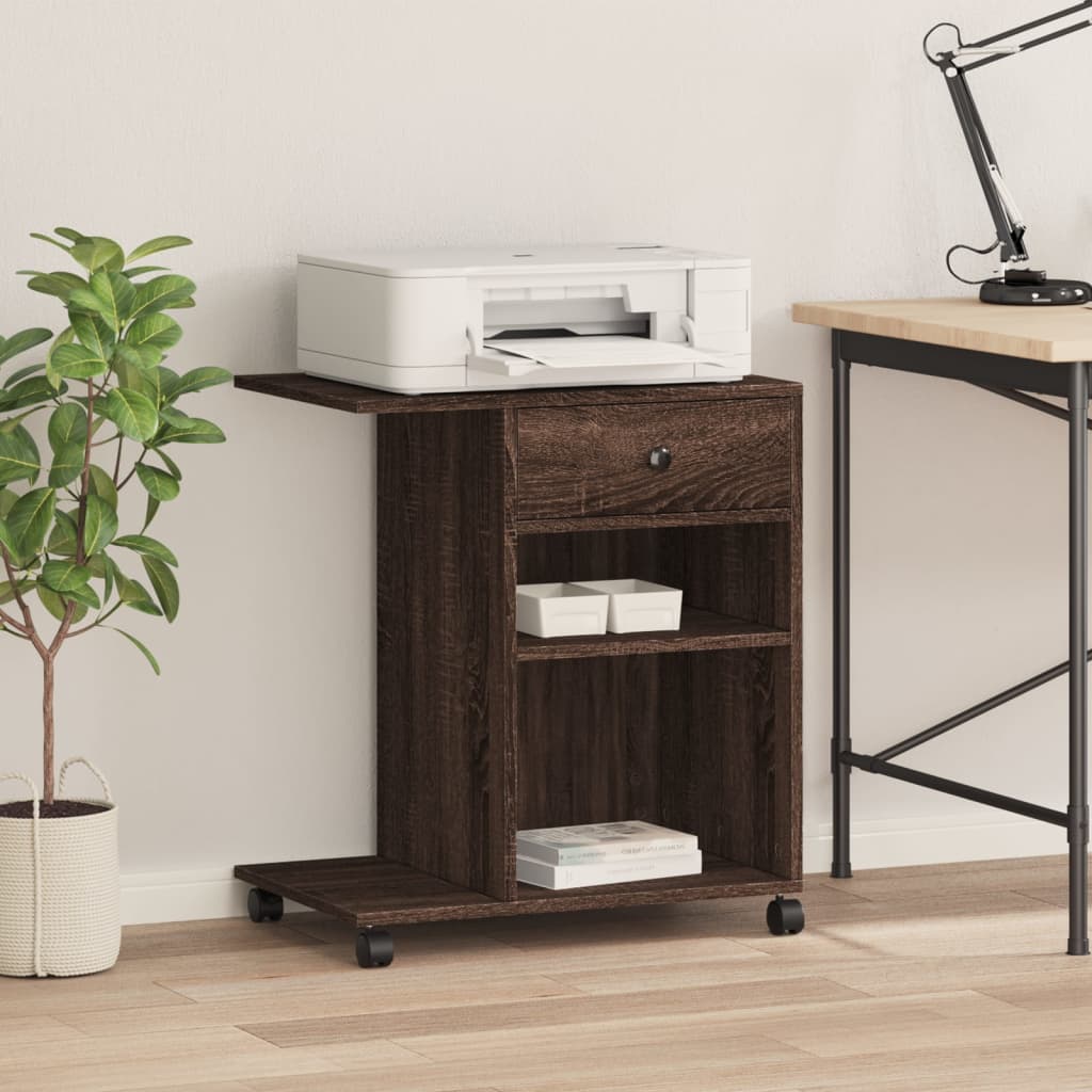 VidaXL armoire d'imprimante à roulettes 60x40x68,5 cm chêne brun