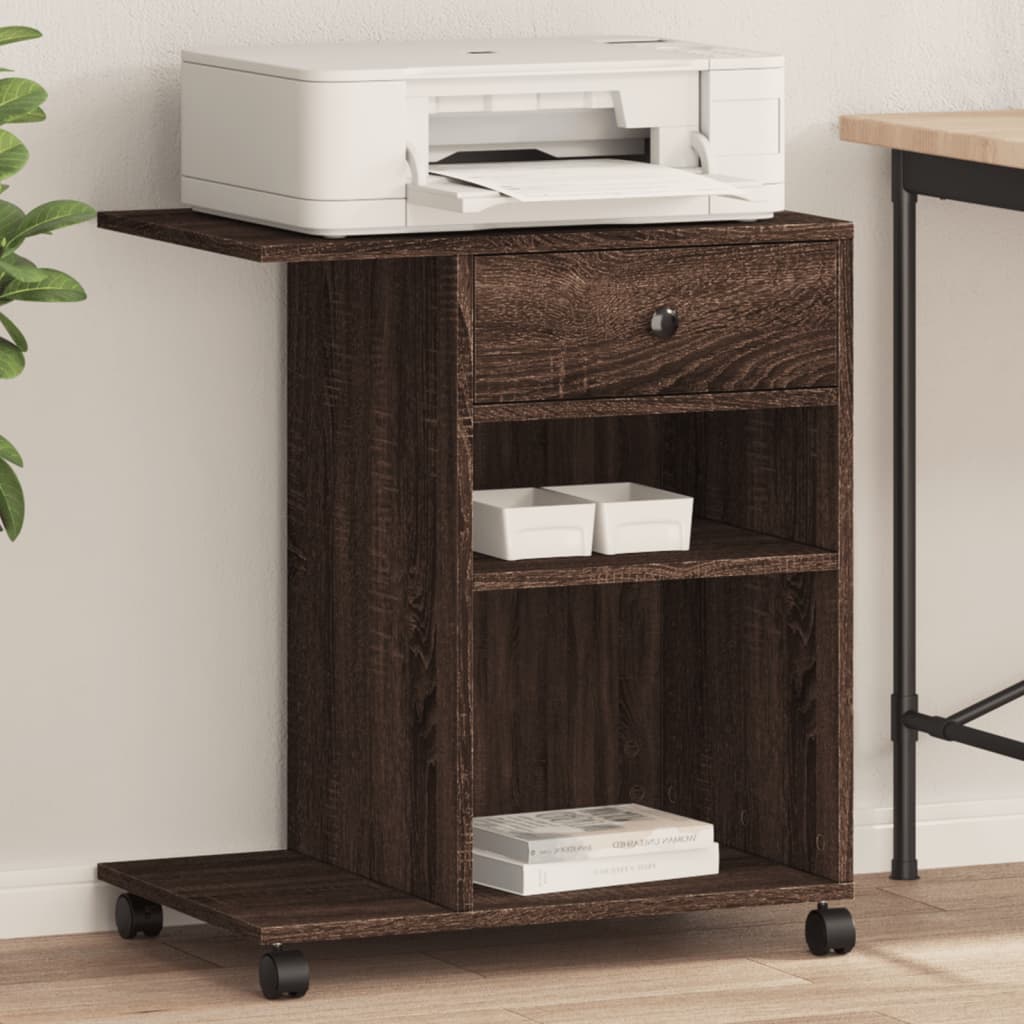 VidaXL armoire d'imprimante à roulettes 60x40x68,5 cm chêne brun