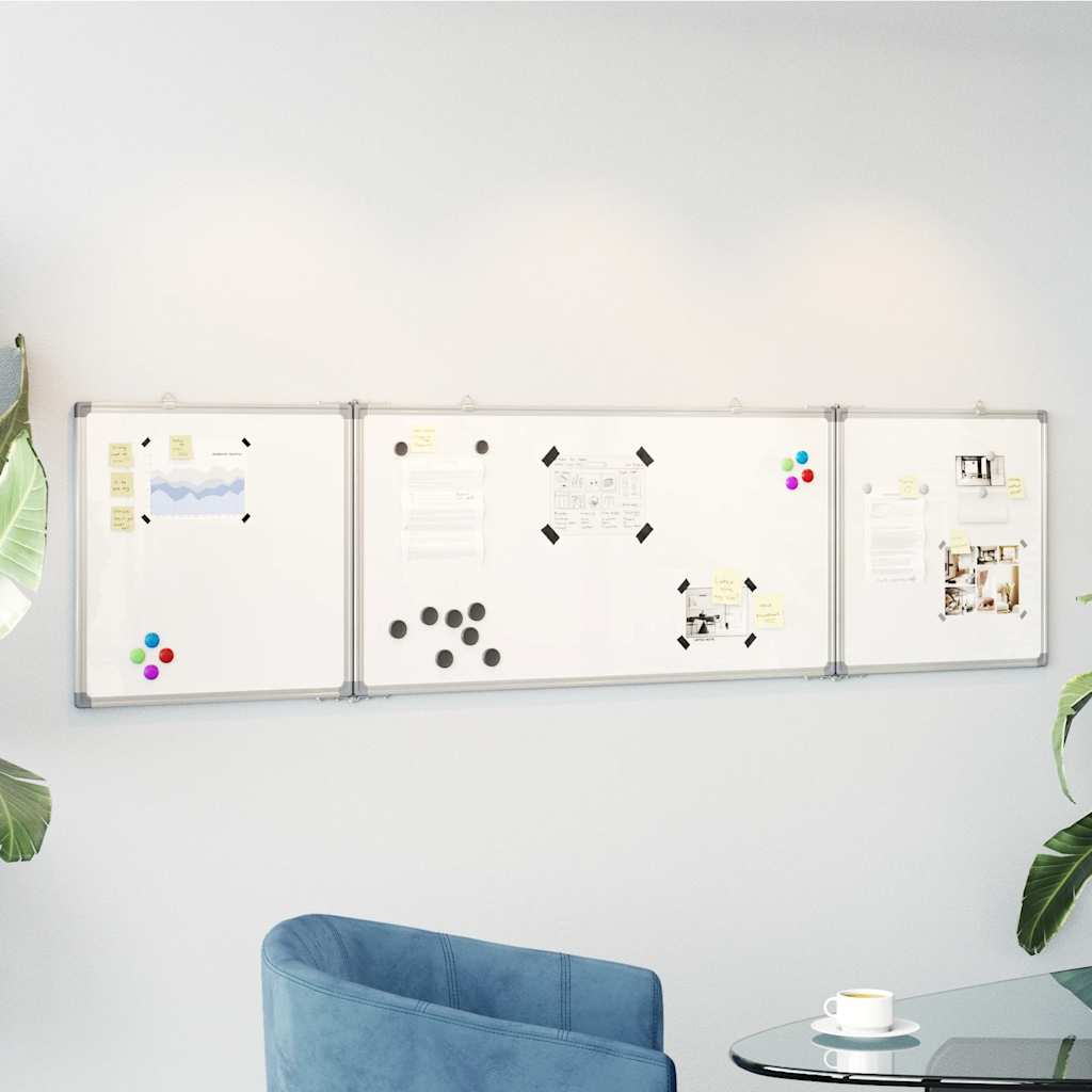 Vidaxx tableau blanc pliant magnétique 200x50x1,7 cm aluminium