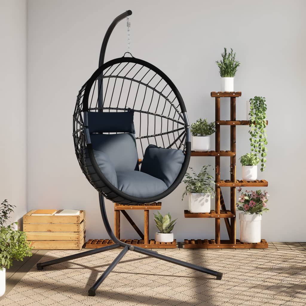 Chaise suspendue Vidaxl en rotin standard et acier couleur anthracite
