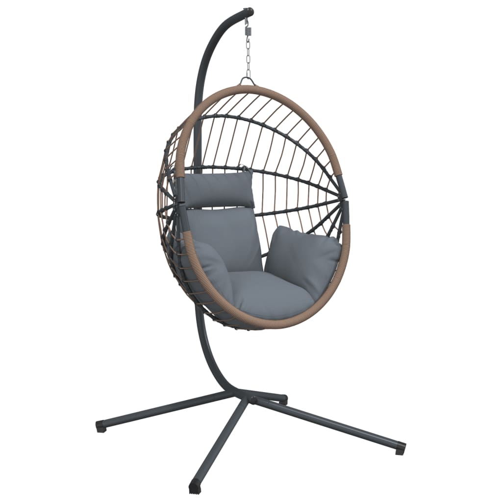 Fauteuil suspendu Vidaxx avec rotin standard et acier gris clair