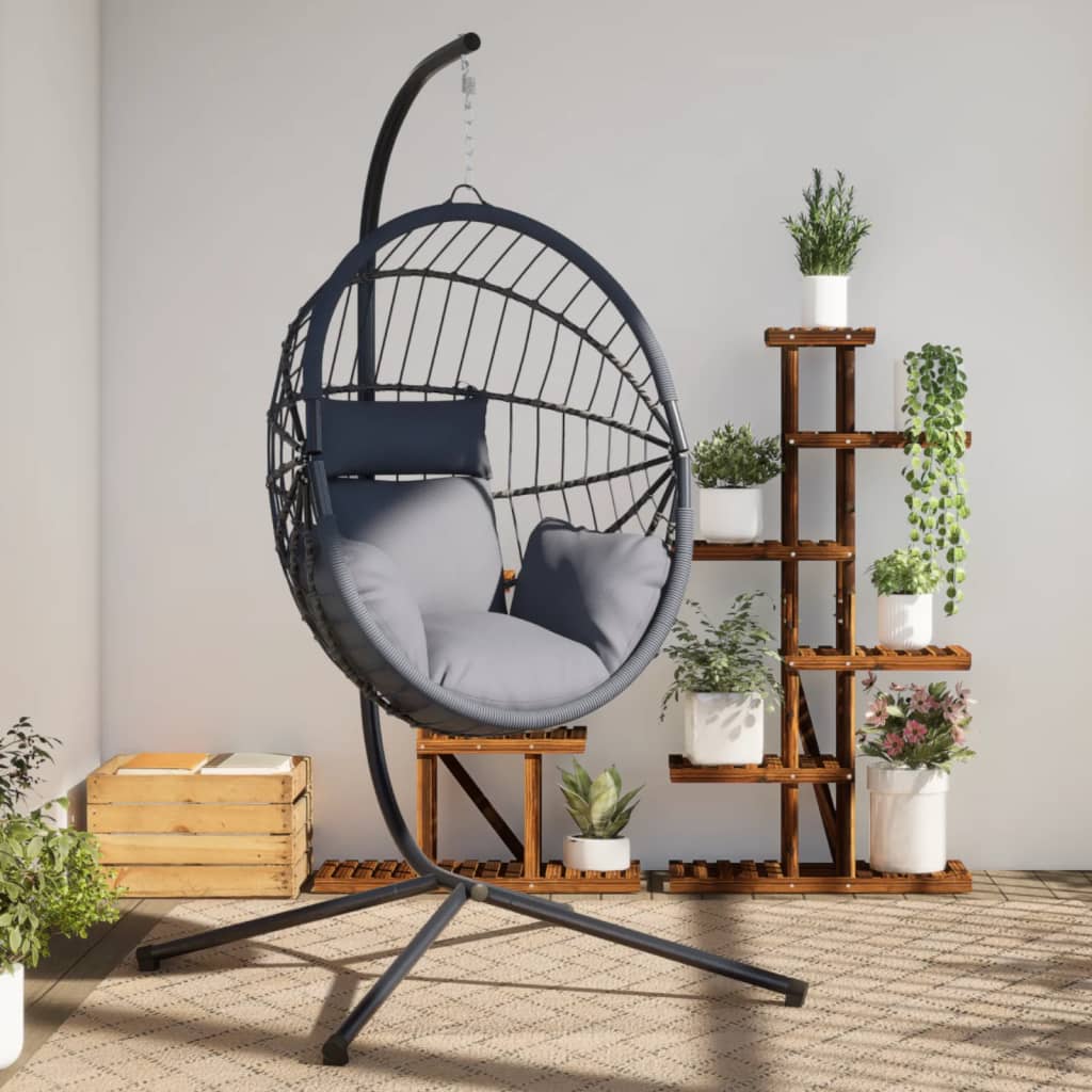 Chaise suspendue VidaXL avec rotin standard et acier gris