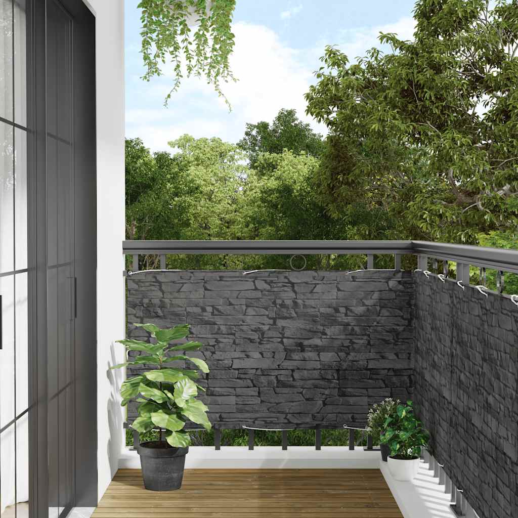 Vidaxx balcony screen stone pattern 1000x75 cm PVC gray