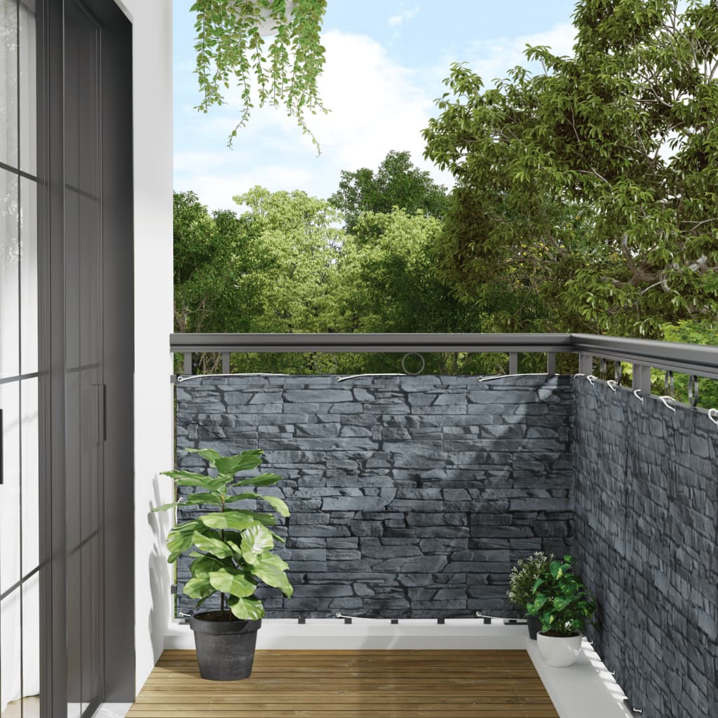 Vidaxx paravent de balcon motif pierre 300x90 cm PVC gris