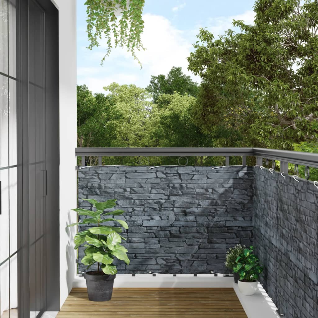 Vidaxx paravent de balcon motif pierre 500x90 cm PVC gris