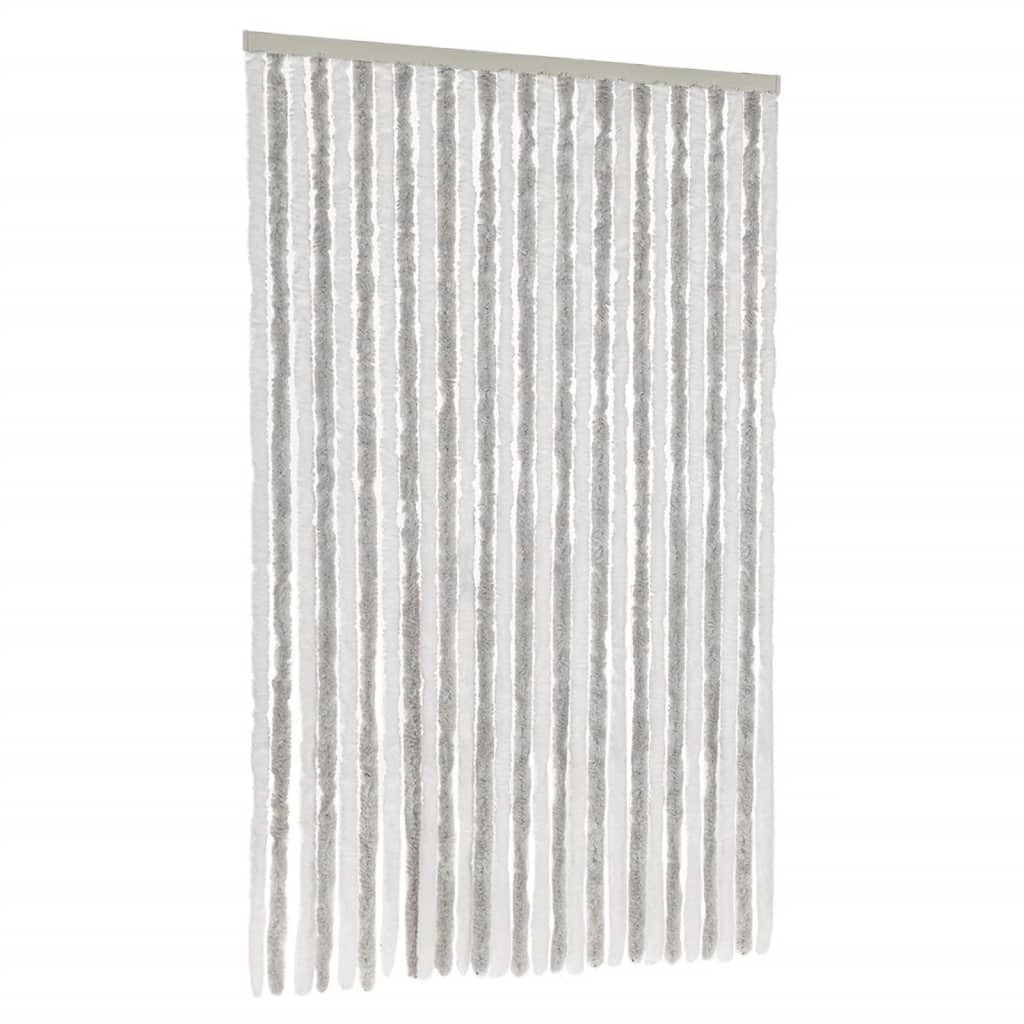Vidaxx rideau anti-mouches 118x220 cm chenille gris clair et blanc