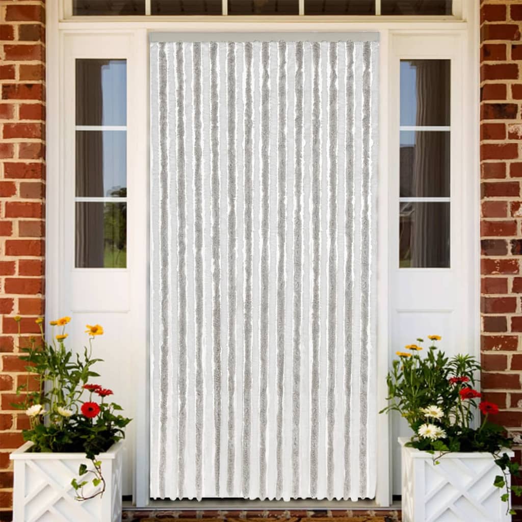 Vidaxx rideau anti-mouches 118x220 cm chenille gris clair et blanc