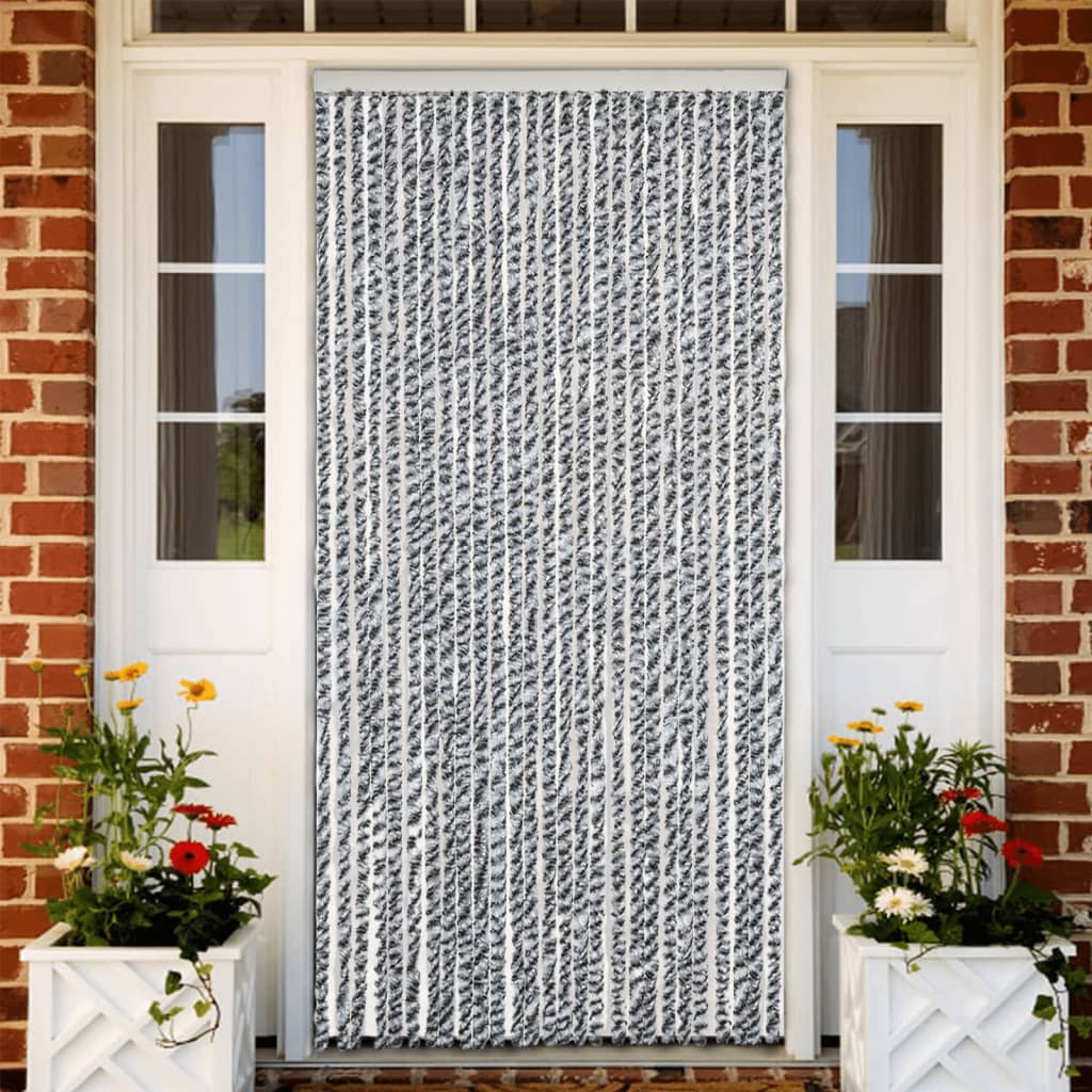 Vidaxx rideau anti-mouches 118x220 cm chenille gris et noir et blanc