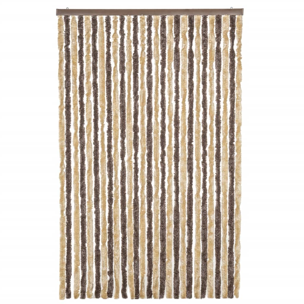 Vidaxx rideau anti-mouches 118x220 cm chenille marron foncé et beige