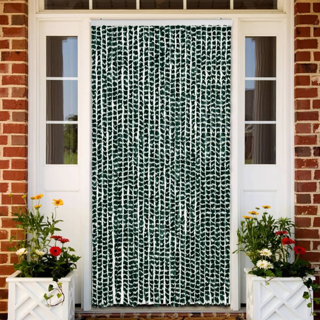 Vidaxx rideau anti-mouches 118x220 cm chenille vert et blanc