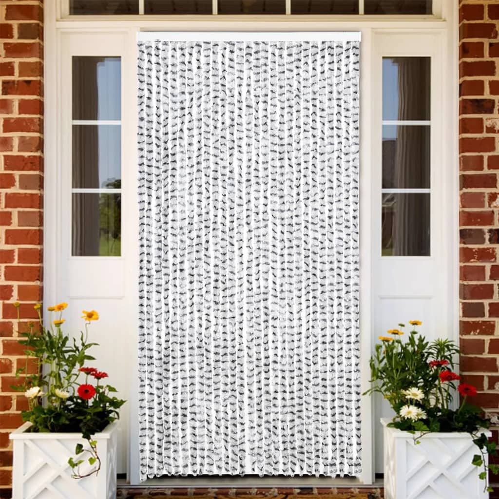 Vidaxx rideau anti-mouches 118x220 cm chenille gris clair et gris foncé