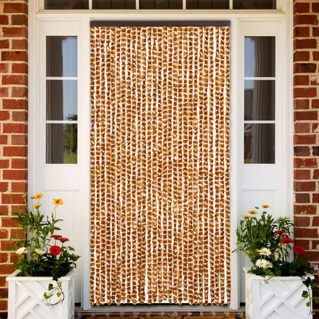 Vidaxx rideau anti-mouches 118x220 cm chenille ocre et blanc