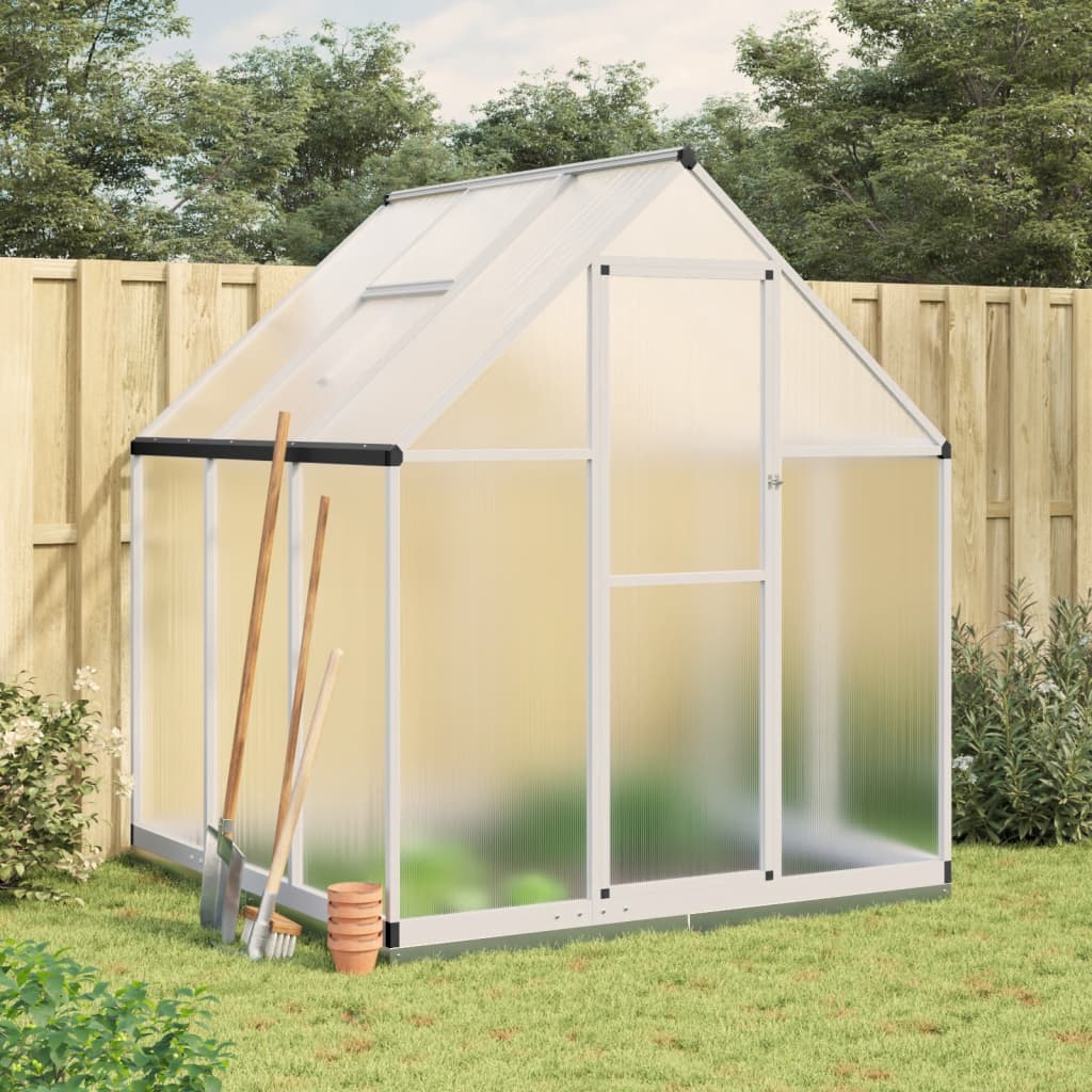VidaXL Serre de jardin avec cadre de base 169x169x202 cm aluminium couleur argent