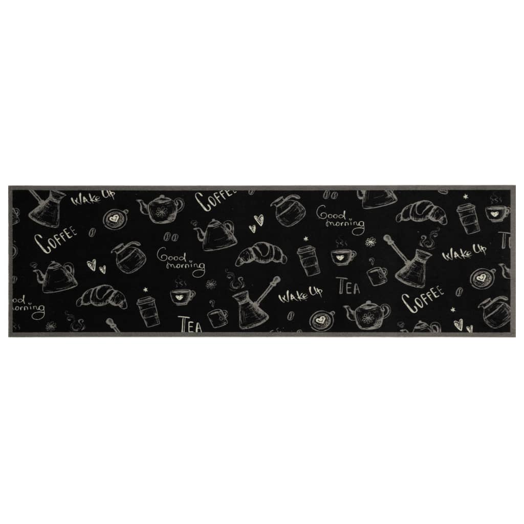 Vidaxx tapis de cuisine lavable imprimé du matin 45x150 cm velours noir