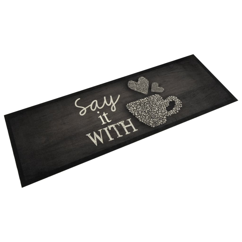 Vidaxx tapis de cuisine lavable tasse imprimé 60x180 cm velours noir