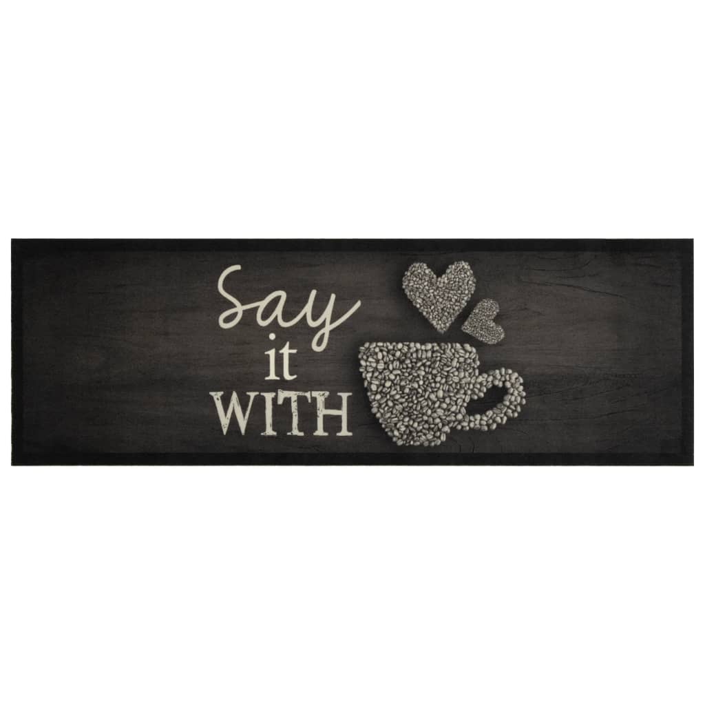 Vidaxx tapis de cuisine lavable tasse imprimé 60x180 cm velours noir