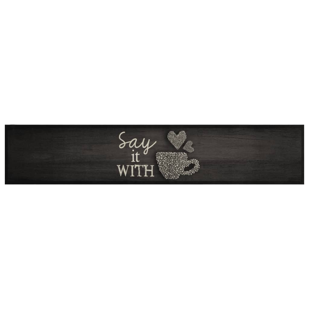Vidaxx tapis de cuisine lavable tasse imprimé 60x300 cm velours noir