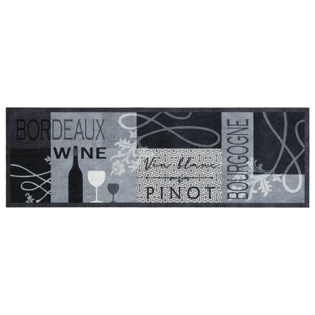 Vidaxx tapis de cuisine lavable imprimé vin 60x180 cm velours gris