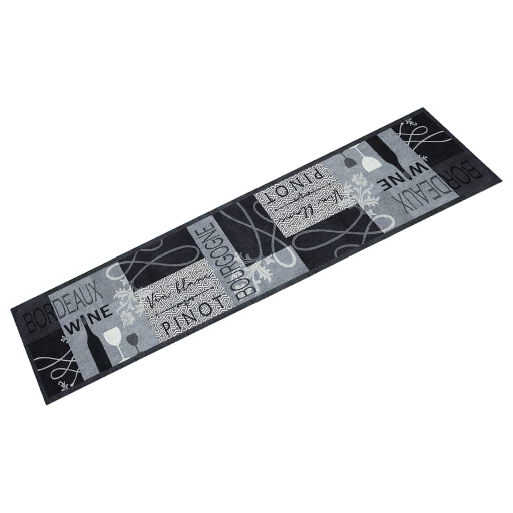 Vidaxx tapis de cuisine lavable imprimé vin 60x300 cm velours gris