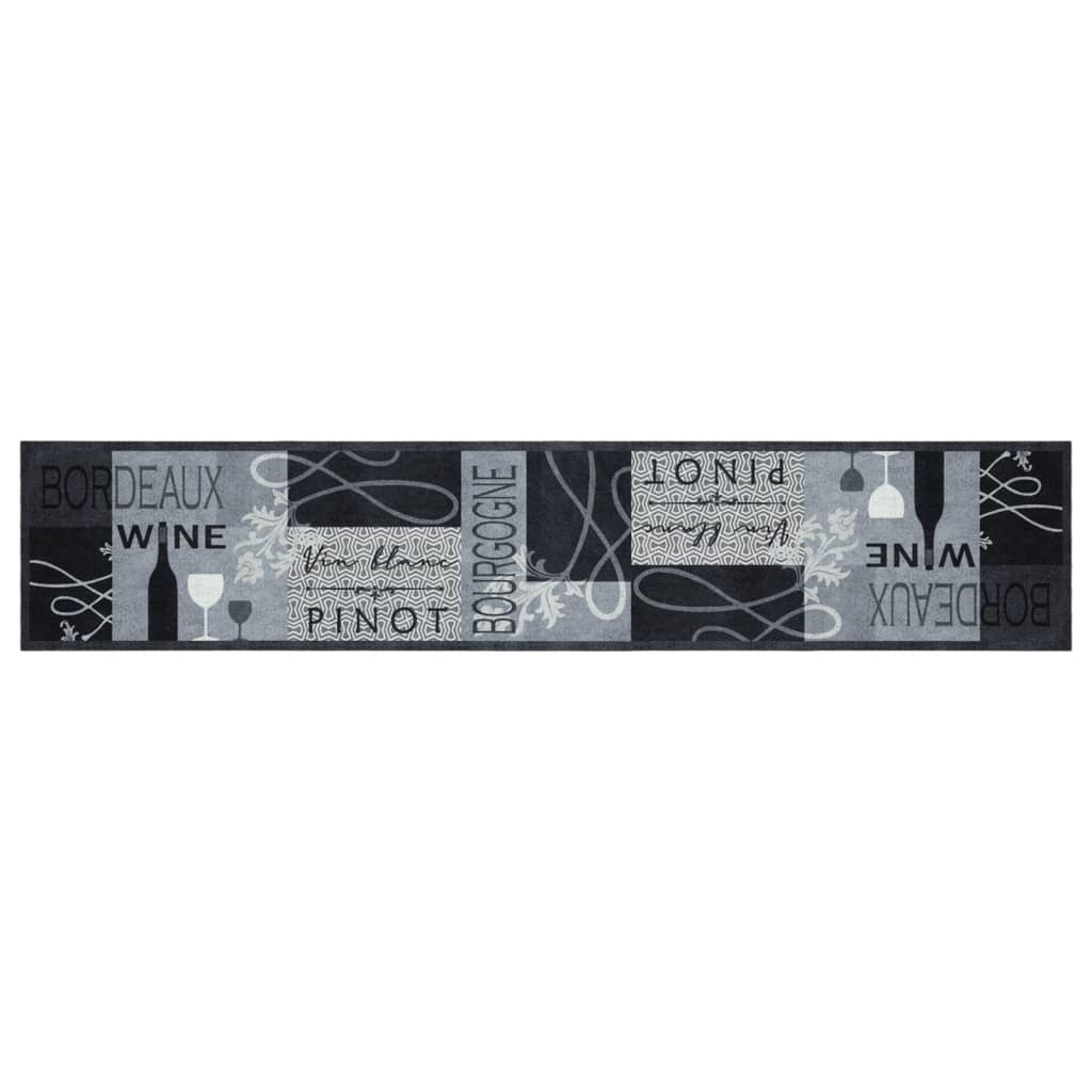 Vidaxx tapis de cuisine lavable imprimé vin 60x300 cm velours gris