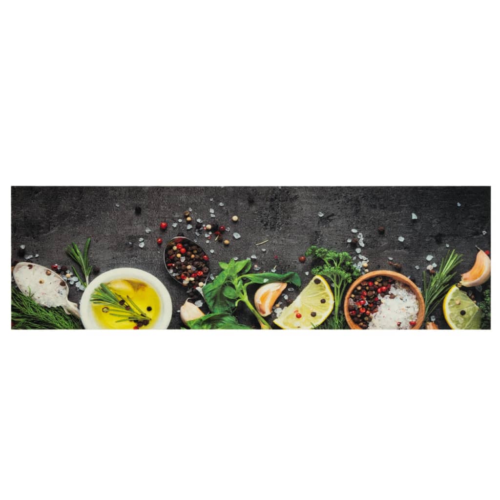Vidaxx tapis de cuisine lavable imprimé à base de plantes 45x150 cm velours