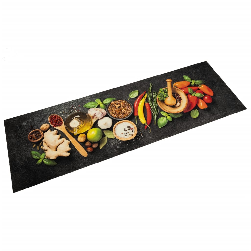VidaXL Tapis de cuisine lavable imprimé à base de plantes 60x180 cm velours
