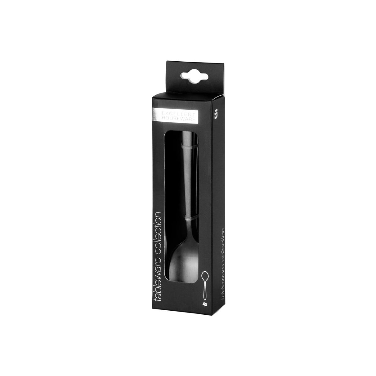 Excellent houseware cuillère à café en acier inoxydable 15cm lot de 4 pièces noir