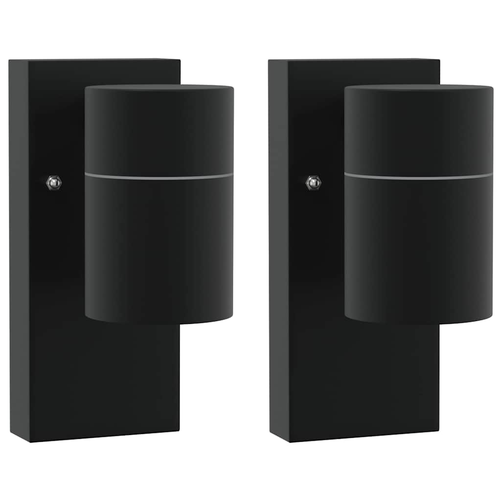 Vidaxx applique d'extérieur 2 pcs noir 6,5 x 10,5 x 16 cm acier inoxydable et verre