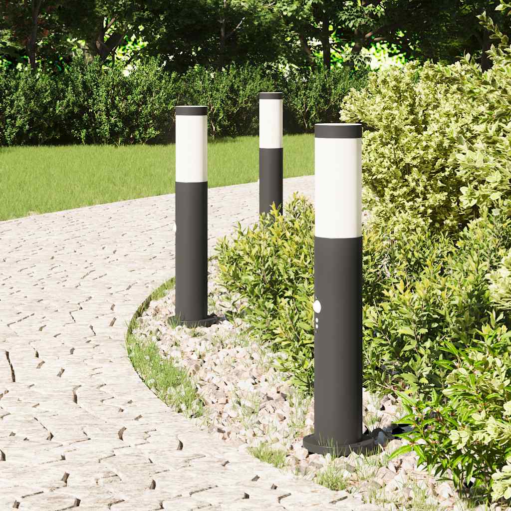 VidaXL borne d'éclairage avec capteur 3 pièces 50 cm acier inoxydable IP44