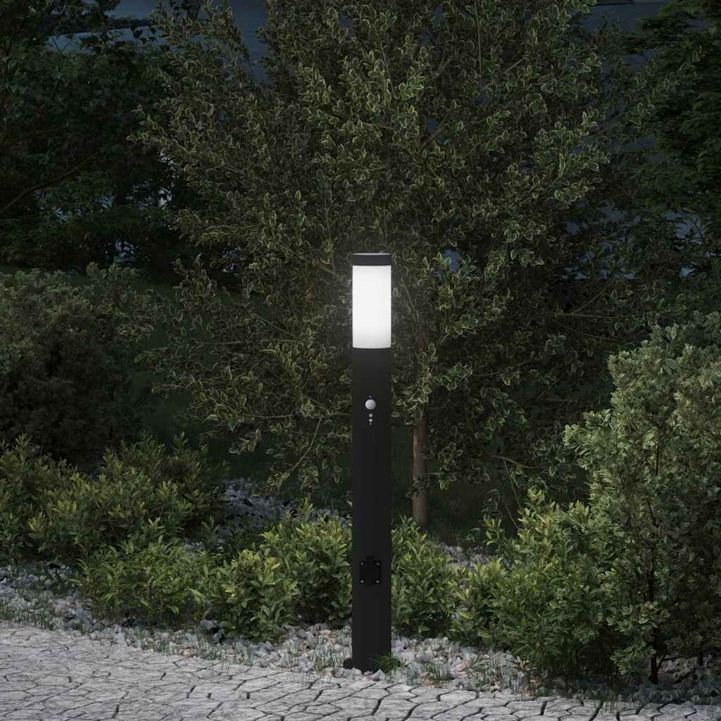 Borne d'éclairage Vidaxl avec capteur et douille 80 cm inox IP44
