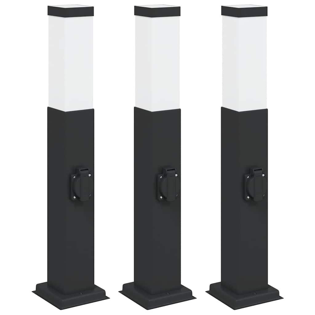 Vidaxx borne d'éclairage avec prise 3 pièces 50 cm noir IP44