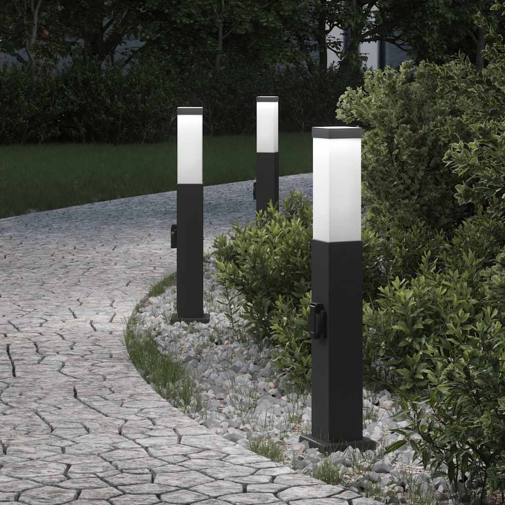 Vidaxx borne d'éclairage avec prise 3 pièces 50 cm noir IP44