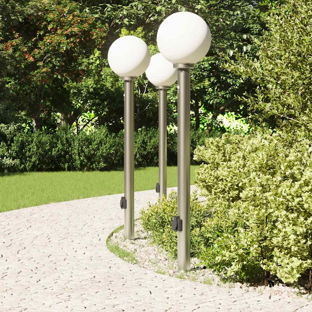 Vidaxx borne d'éclairage avec capteur et prise 3 pièces 120 cm inox IP44