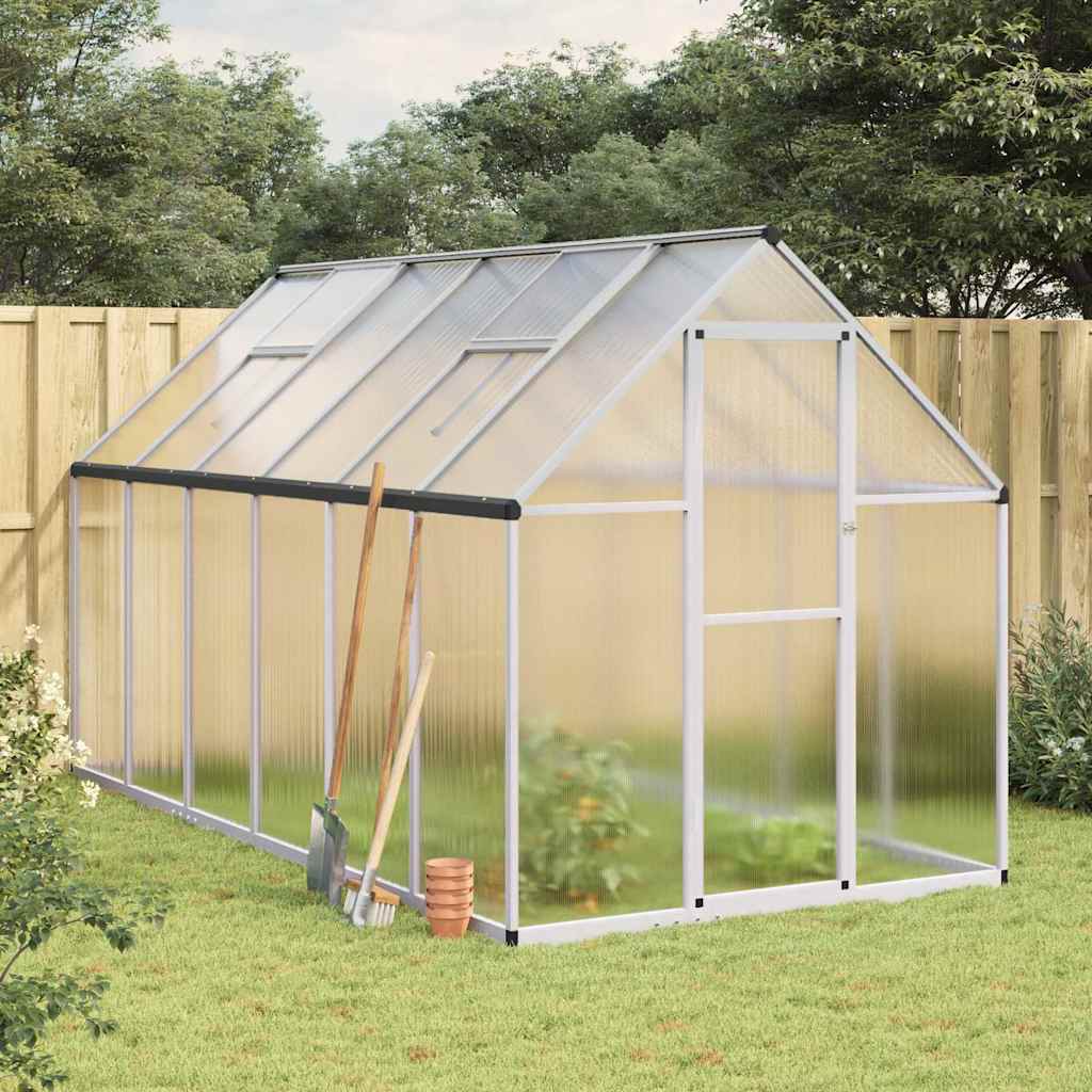 VidaXL Serre de jardin avec cadre de base 334x169x195 cm aluminium couleur argent