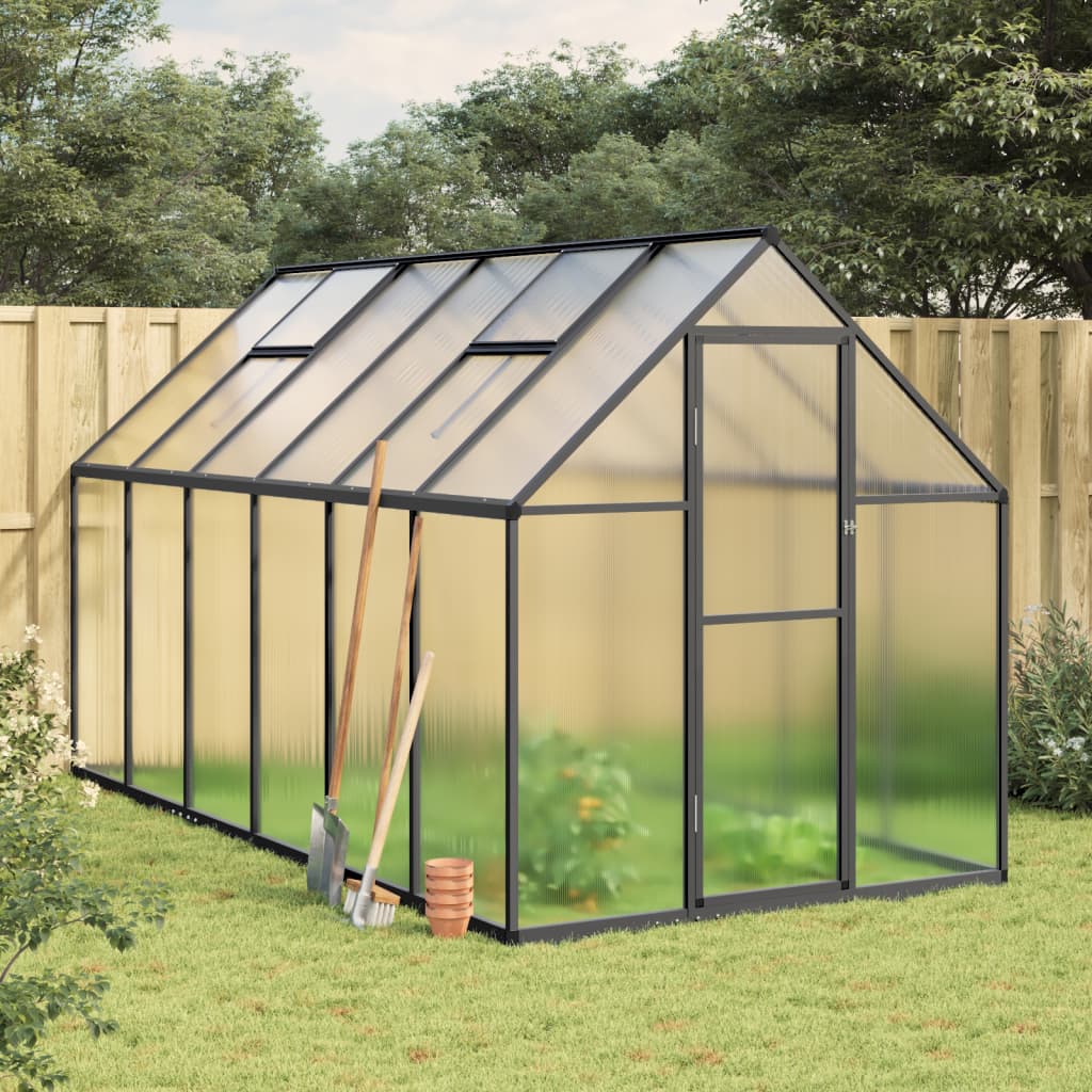 VidaXL Serre de jardin avec cadre de base 334x169x195 cm aluminium couleur anthracite