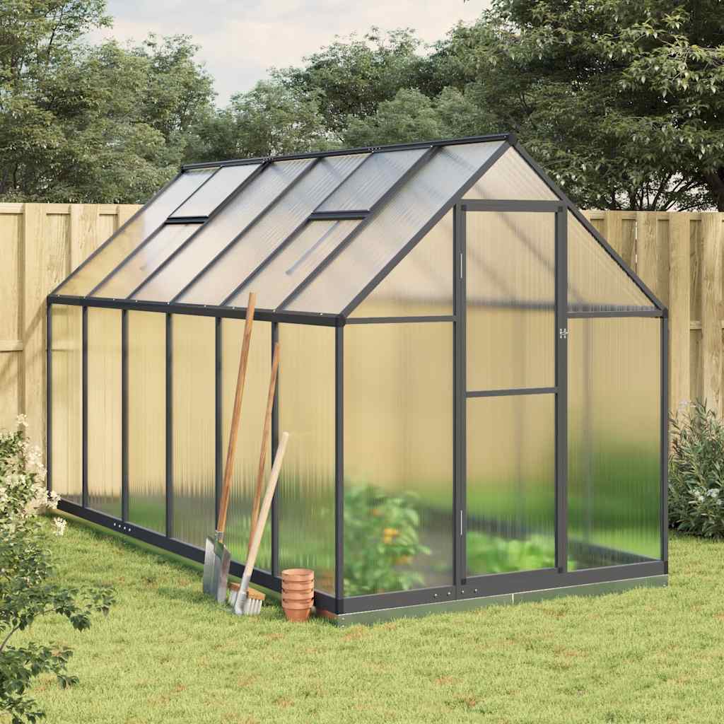 VidaXL Serre de jardin avec cadre de base 334x169x202 cm aluminium couleur anthracite