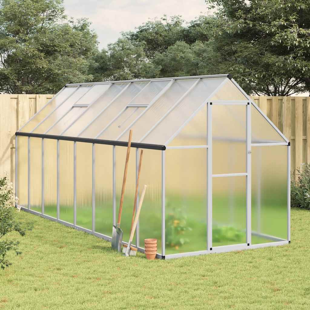 VidaXL Serre de jardin avec cadre de base 445x169x195 cm aluminium argent